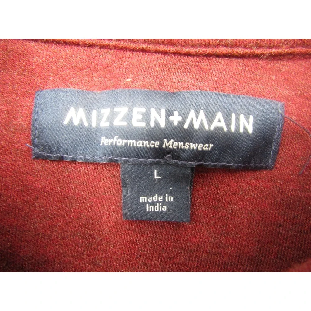 Mizzen+Main Quarter Zip Pullover Mens L Burgundy Heathered Performance Mock Neck